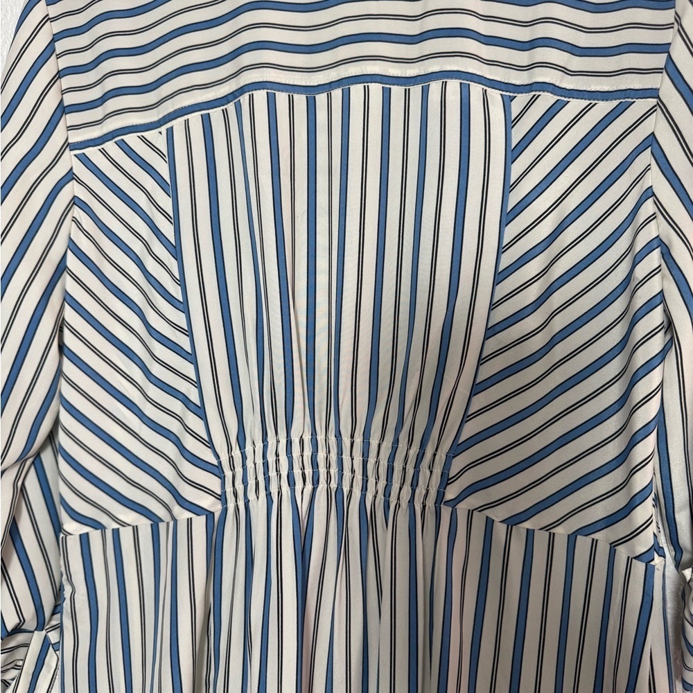 ECI New York Blue and White Striped Long Sleeve Shirt  Dress - Picture 8 of 9